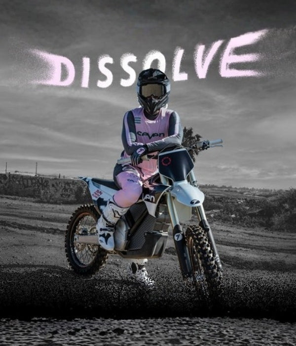 Person on a dirt bike with 'Dissolve' text in the background Seven MX collection
