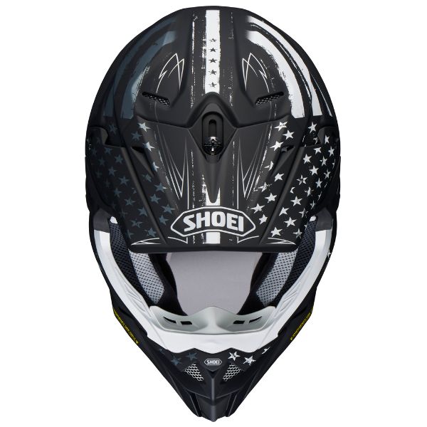 Studio shot of Shoei FA25 VFXEVO Faithful 2 helmet TC5 3, showing overall shape, materials, and visible design details