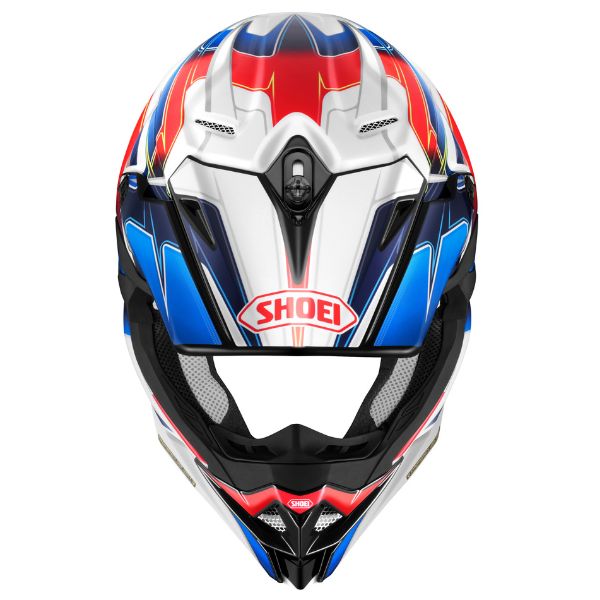 Studio image on a white background of Shoei FA25 VFXEVO Sparkle helmet TC10 2, showing overall shape, materials, and visible design details