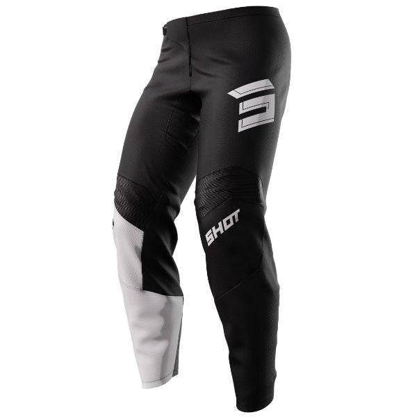 Shot Race Gear Draw Squad Pants black—600D chassis, stretch panels, vented liner; men’s MX. Size 28, SKU A07-11D1-A01-28.