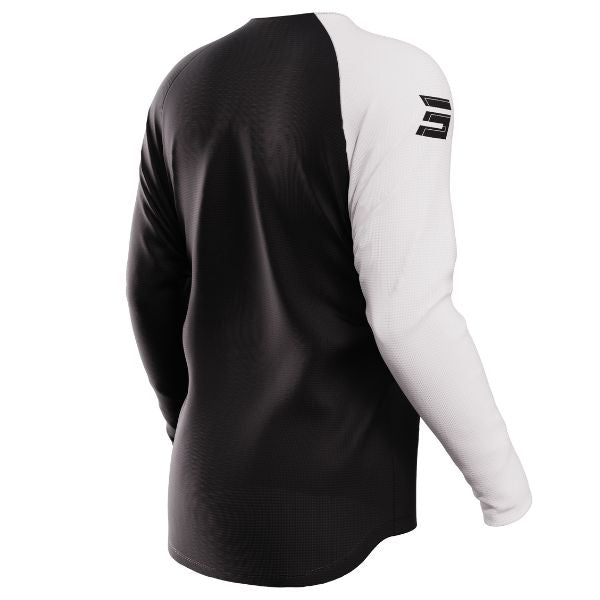Back view of Shot Race Gear Draw Squad jersey, black—breathable, comfortable collar; men’s S–5XL (back). - alternate view