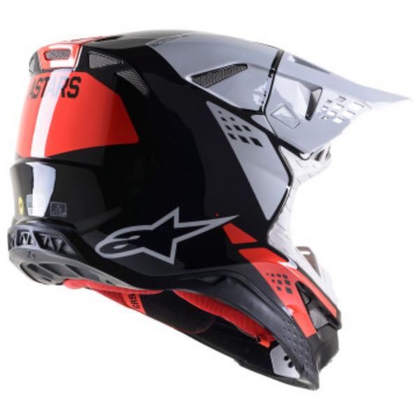 Blue/Orange/Yellow product view, lightweight off‑road motorcycle helmet with ventilation and impact protection