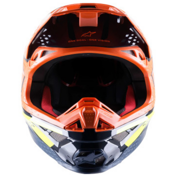 Black/Yellow/Blue product view, lightweight off‑road motorcycle helmet with ventilation and impact protection