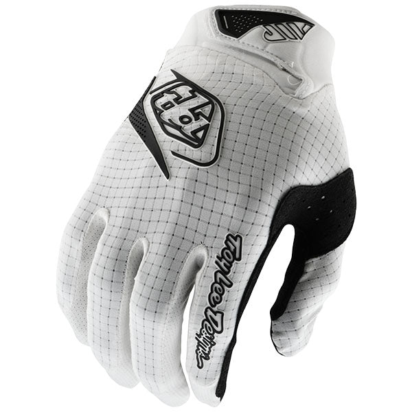 Product image of Troy Lee Designs BTO Sports 0052 TLD B25D1 AIR GLOVE MONO WHT 01 motocross gloves showing fit, construction, and colorway | Available at BTO Sports