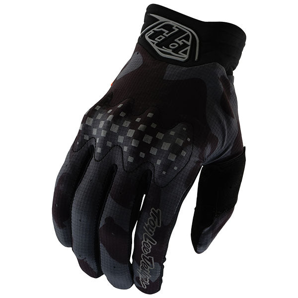 Product image of Troy Lee Designs BTO Sports 0090 TLD B25D1 GAMBIT GLOVE BLOTTED BLK 01 motocross gloves showing fit, construction, and colorway | Available at BTO Sports