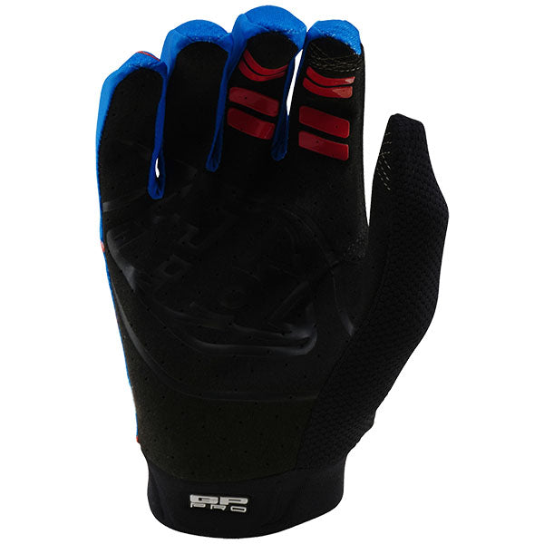 Product image of Troy Lee Designs BTO Sports 0095 TLD M25D1 GPPRO GLOVE MONO BLU 02 motocross gloves showing fit, construction, and colorway | Available at BTO Sports