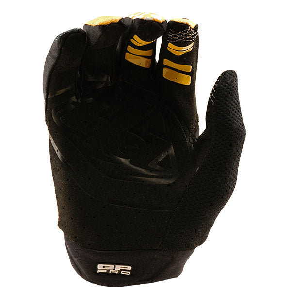 Product image of Troy Lee Designs BTO Sports 0117 TLD B25D1 GP PRO GLOVE FACTORY GOLD 02 motocross gloves showing fit, construction, and colorway | Available at BTO Sports