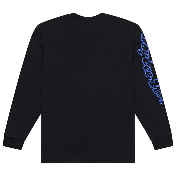 Clean studio shot of Troy Lee Designs Peace Out Long Sleeve Tee; showing long-sleeve cut, printed graphics, and crew neckline; SKU 7295730; Sizes: S-2XL