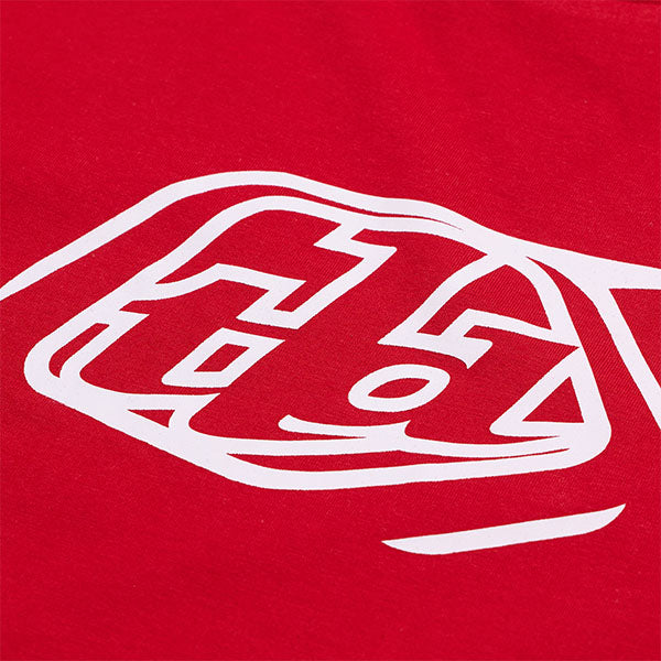 Studio photo on a white background of Troy Lee Designs Badge Tee (Youth); showing tee fit, printed graphics, and crew neckline; SKU 7245680