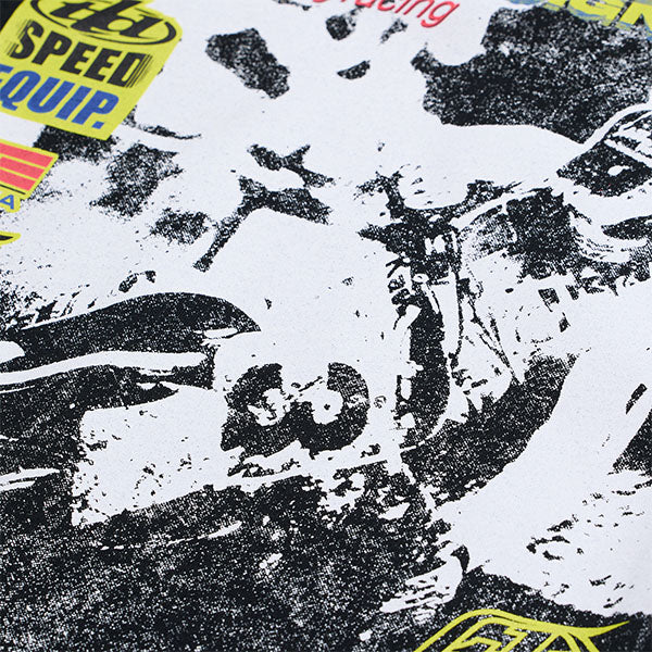 High-resolution studio image of Troy Lee Designs Overload Long Sleeve Tee; showing long-sleeve cut, printed graphics, and crew neckline; SKU 7292520