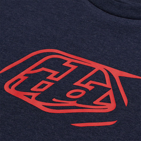 Studio photo on a white background of Troy Lee Designs Badge Tee (Youth); showing tee fit, printed graphics, and crew neckline; SKU 7245680