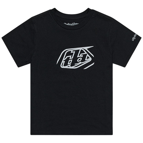 Crisp studio image on a white background of Troy Lee Designs Badge Tee (Youth); showing tee fit, printed graphics, and crew neckline; SKU 7245680