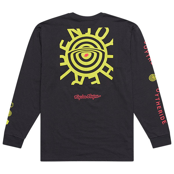 Crisp studio image on a white background of Troy Lee Designs Enjoy Long Sleeve Tee; showing long-sleeve cut, printed graphics, and crew neckline