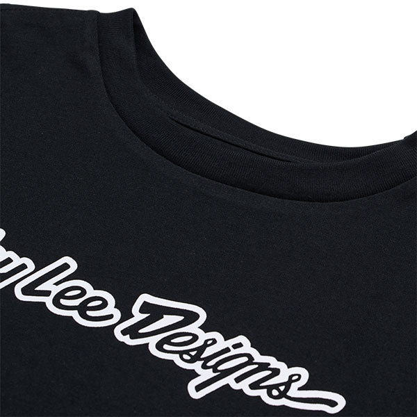 Clean studio shot of Troy Lee Designs Signature Tee (Womens); showing tee fit, printed graphics, and crew neckline; SKU 7539170; Sizes: S-XL