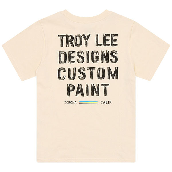 Professional studio photo of Troy Lee Designs Paint Shop Tee (Womens); showing tee fit, printed graphics, and crew neckline; SKU 7537290; Sizes: S-XL