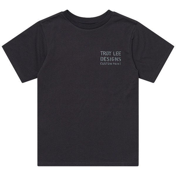 Professional studio photo of Troy Lee Designs Paint Shop Tee (Womens); showing tee fit, printed graphics, and crew neckline; SKU 7537290; Sizes: S-XL