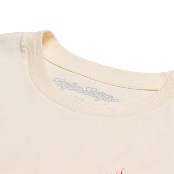 High-resolution studio image of Troy Lee Designs Torched Tee; showing tee fit, printed graphics, and crew neckline; SKU 7012120; Sizes: S-2XL