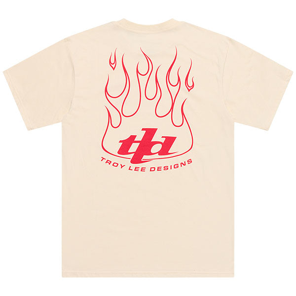 Crisp studio image on a white background of Troy Lee Designs Torched Tee; showing tee fit, printed graphics, and crew neckline; SKU 7012120; Sizes: S-2XL