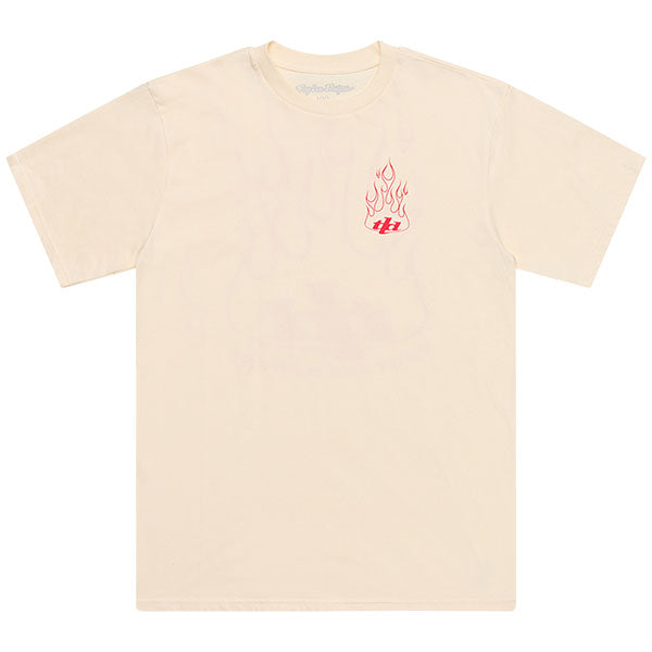 Professional studio photo of Troy Lee Designs Torched Tee; showing tee fit, printed graphics, and crew neckline; SKU 7012120; Sizes: S-2XL