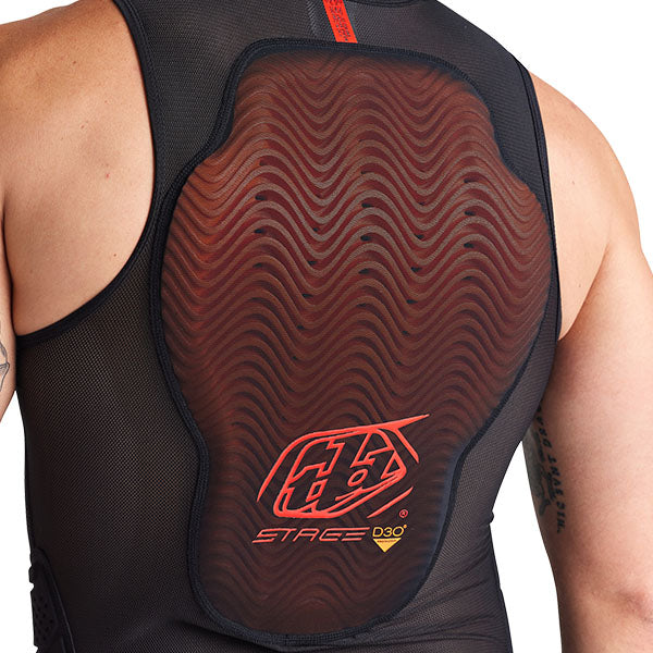 Troy Lee Designs Stage Ghost D30 Vest Base Layer product image in Blk sizes SM, MD, LG, XL SKU 56390600. Base Layer Shirt | Available at BTO Sports