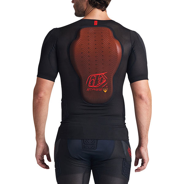Troy Lee Designs Stage Ghost D30 Short Sleeve Base Layer product image in Blk sizes SM, MD, LG, XL SKU 56290600. Base Layer Shirt | Available at BTO Sports