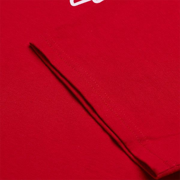 Crisp studio image on a white background of Troy Lee Designs Signature Tee; showing tee fit, printed graphics, and crew neckline; SKU 7019170