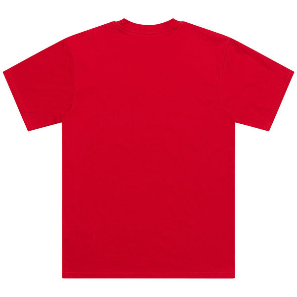 Professional studio photo of Troy Lee Designs Signature Tee; showing tee fit, printed graphics, and crew neckline; SKU 7019170; Sizes: S-2XL
