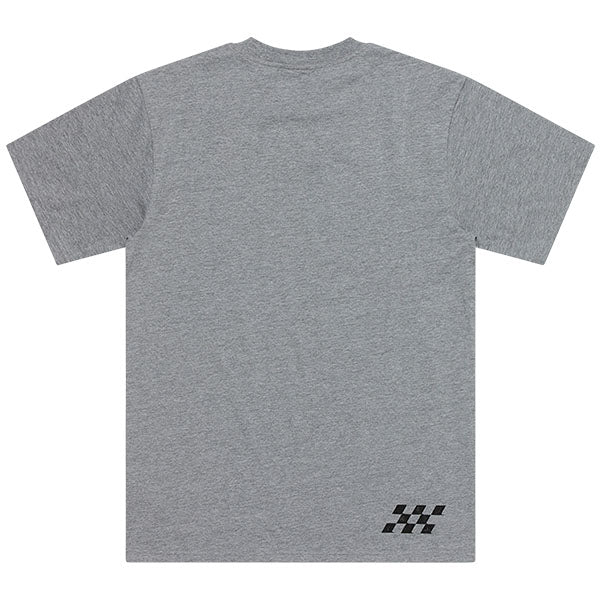 Studio photo on a white background of Troy Lee Designs Scholar Tee; showing tee fit, printed graphics, and crew neckline; SKU 7017650; Sizes: S-2XL