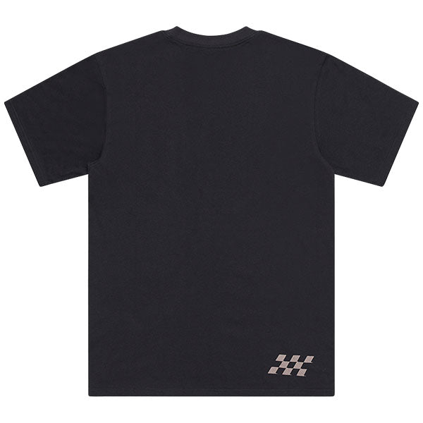 Clean studio shot of Troy Lee Designs Scholar Tee; showing tee fit, printed graphics, and crew neckline; SKU 7017650; Colors: Gray Heather, Carbon