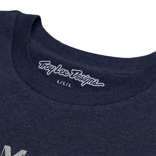 High-resolution studio image of Troy Lee Designs Rotation Tee; showing tee fit, printed graphics, and crew neckline; SKU 7017300; Sizes: S-2XL