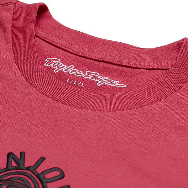 Studio photo on a white background of Troy Lee Designs Enjoy Tee; showing tee fit, printed graphics, and crew neckline; SKU 7017280; Sizes: S-2XL