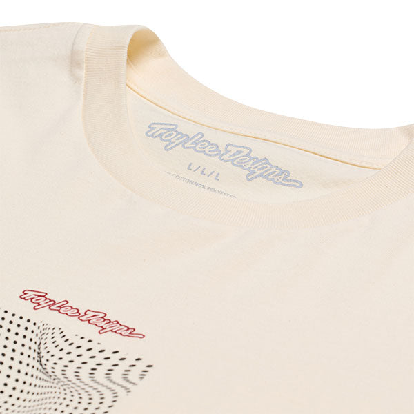 High-resolution studio image of Troy Lee Designs Boxed Out Tee; showing tee fit, printed graphics, and crew neckline; SKU 7015690; Sizes: S-2XL