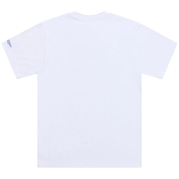 Clean studio shot of Troy Lee Designs Badge Tee; showing tee fit, printed graphics, and crew neckline; SKU 701568102; Sizes: S-2XL