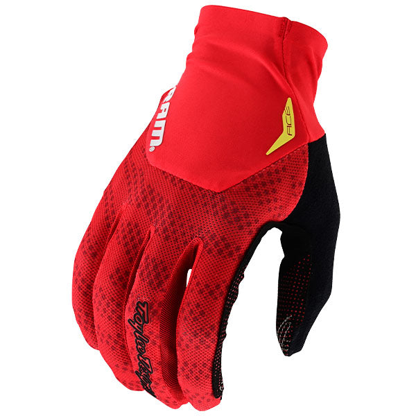 Product image of Troy Lee Designs 24 BTO Sports 0071 TLD M24D1 ACE GLOVE SRAM FIERYRED 01 427bbfb9 0a8d 43a4 9f64 8d7b34ee2793 motocross gloves showing fit, construction, and colorway | Available at BTO Sports