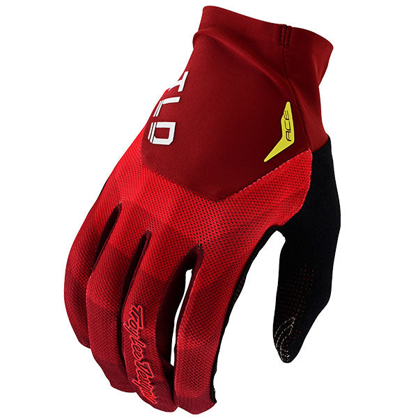 Product image of Troy Lee Designs 24 BTO Sports 0073 TLD M24D1 ACE GLOVE REVERB RACERED 01 fcfbc824 f015 4fd5 a723 0124e0e3c756 motocross gloves showing fit, construction, and colorway | Available at BTO Sports