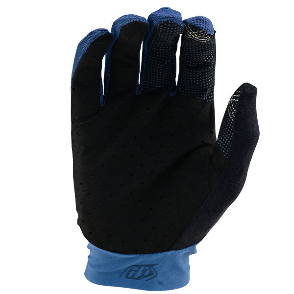 Product image of Troy Lee Designs 24 BTO Sports 0080 TLD M24D1 ACE GLOVE REVERB INDIGO 02 4bb92e80 2f13 4409 83c1 8f6d5c46e66c motocross gloves showing fit, construction, and colorway | Available at BTO Sports