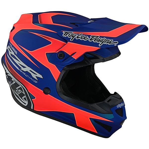 Image of Troy Lee Designs SKU 1095480 SE4 Polyacrylite Polaris MIPS Helmet Size: SM Colors: Blue/Red (SKU 1095480)
