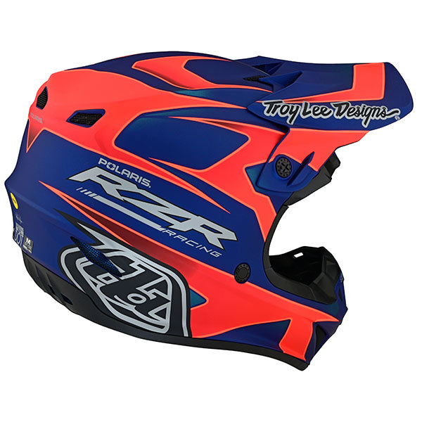 Image of Troy Lee Designs SKU 1095480 SE4 Polyacrylite Polaris MIPS Helmet Size: SM Colors: Blue/Red (SKU 1095480)
