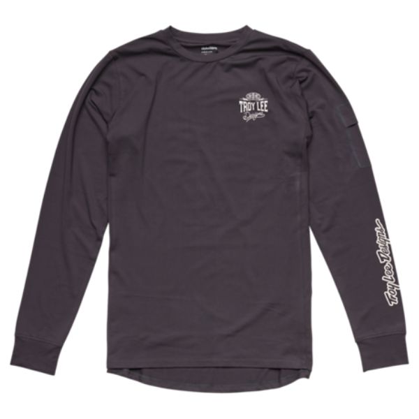 High-resolution studio image of Troy Lee Designs Ruckus LS Ride Tee (MTB); showing long-sleeve cut, printed graphics, and crew neckline; SKU 371129002