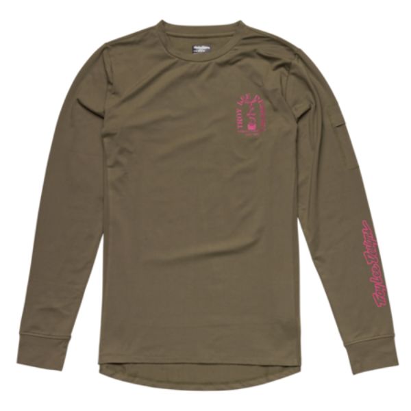 High-resolution studio image of Troy Lee Designs Ruckus LS Ride Tee (MTB); showing long-sleeve cut, printed graphics, and crew neckline; SKU 371129002