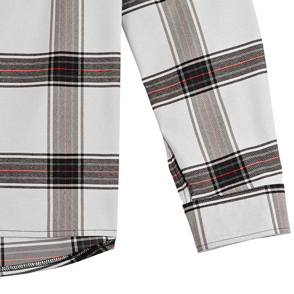 Crisp studio image on a white background of Troy Lee Designs; showing flannel shirt fit, button front, and plaid pattern; SKU 827650005