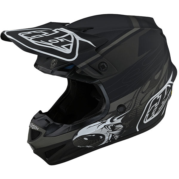Image of Troy Lee Designs SKU 1123280 SE4 Polyacrylite Skooly Helmet (Youth) Size: Y-MD Colors: Black/Yellow (SKU 1123280)