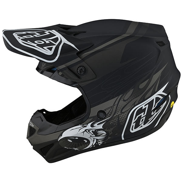 Image of Troy Lee Designs SKU 1123280 SE4 Polyacrylite Skooly Helmet (Youth) Size: Y-MD Colors: Black/Yellow (SKU 1123280)