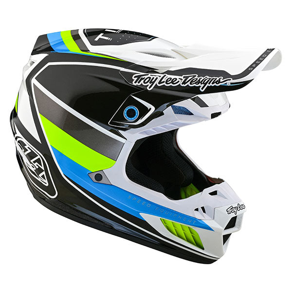 Image of Troy Lee Designs SKU 1820010 SE5 Composite Reverb Helmet Size: XS Colors: White/Blue (SKU 1820010)