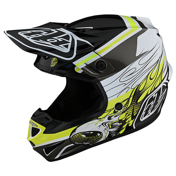 Image of Troy Lee Designs SKU 1123280 SE4 Polyacrylite Skooly Helmet (Youth) Size: Y-MD Colors: Black/Yellow (SKU 1123280)