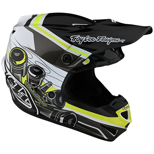 Image of Troy Lee Designs SKU 1123280 SE4 Polyacrylite Skooly Helmet (Youth) Size: Y-MD Colors: Black/Yellow (SKU 1123280)