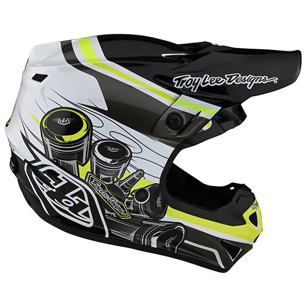 Image of Troy Lee Designs SKU 1123280 SE4 Polyacrylite Skooly Helmet (Youth) Size: Y-MD Colors: Black/Yellow (SKU 1123280)