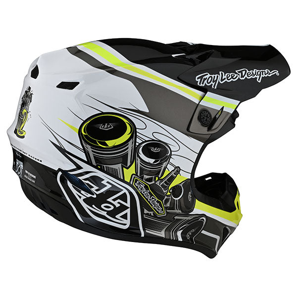 Image of Troy Lee Designs SKU 1123280 SE4 Polyacrylite Skooly Helmet (Youth) Size: Y-MD Colors: Black/Yellow (SKU 1123280)