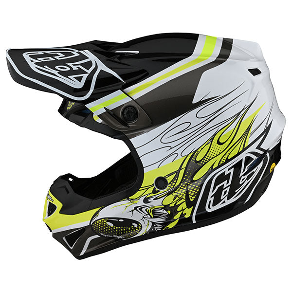 Image of Troy Lee Designs SKU 1123280 SE4 Polyacrylite Skooly Helmet (Youth) Size: Y-MD Colors: Black/Yellow (SKU 1123280)