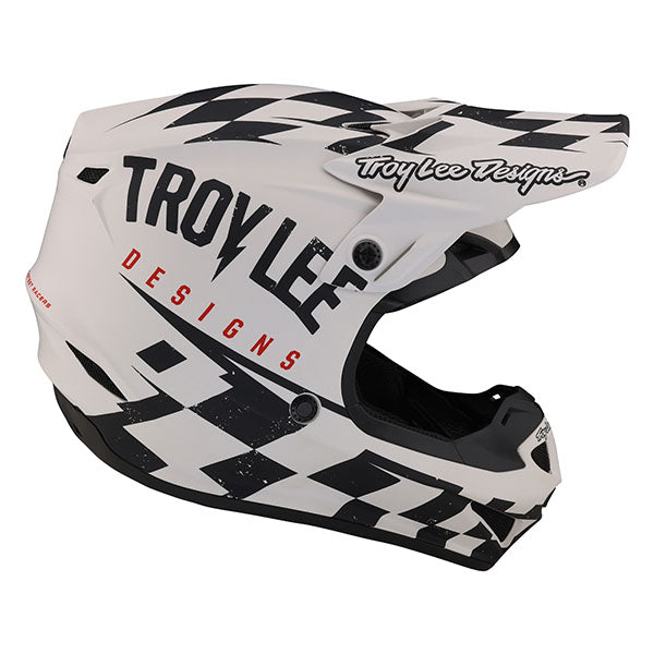 Image of Troy Lee Designs SKU 1090420 SE4 Polyacrylite Race Shop MIPS Helmet Size: XS Colors: Black/Gold (SKU 1090420)